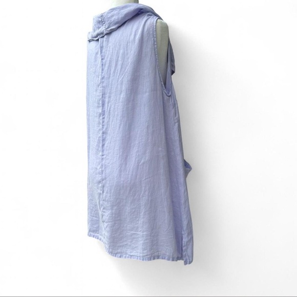 Light Lavender Linen Sleeveless Cowl Neck Dress with Pocket Detail M - Picture 4 of 6